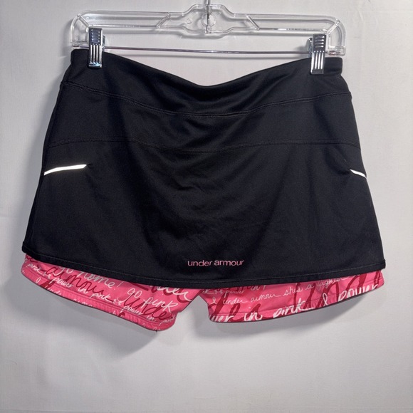 Women's M Under Armour Semi-Fitted Heat Gear Skort Black/Pink Women BCA Cure - Picture 2 of 7